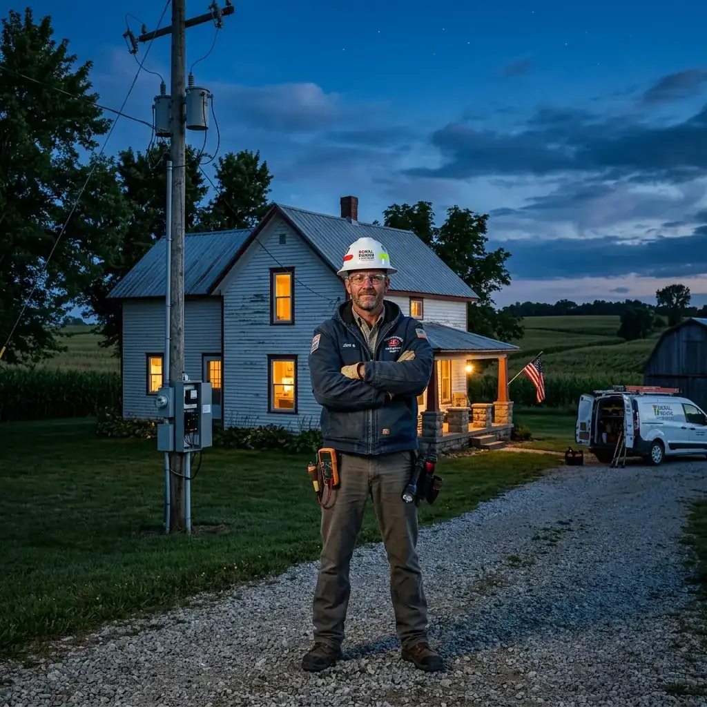 Licensed master electrician inspecting wiring and electrical panel